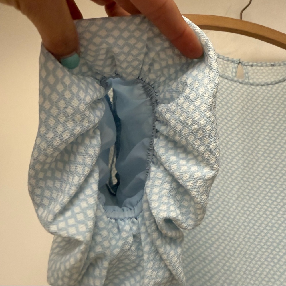 Light Blue Ruffle Sleeve Top - Picture 3 of 4
